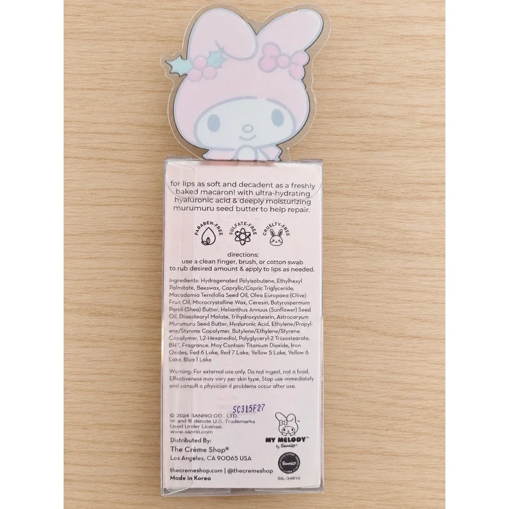 The Creme Shop x My Melody Macaron Lip Balm Hyaluronic Acid Murumuru Pink New